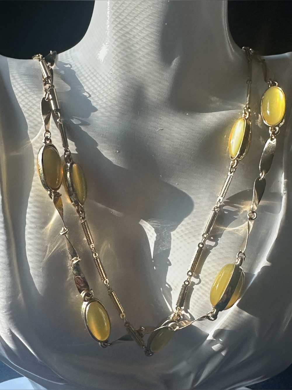Coldwater Creek Gold-Tone Double Strand Yellow Oval Bead Light Weight Necklace